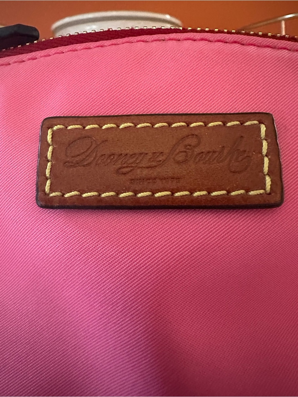 DOONEY & BOURKE Pink Nylon Cosmetic Pouch with Leather Logo Patch(EUC) - Picture 3 of 7